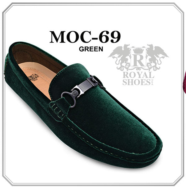 Royal shoes hunter green suede leather material with buckle