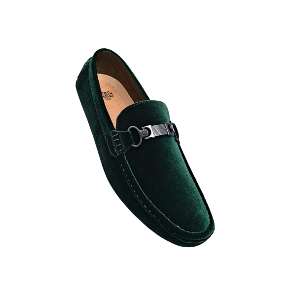 Royal shoes hunter green suede leather material with buckle