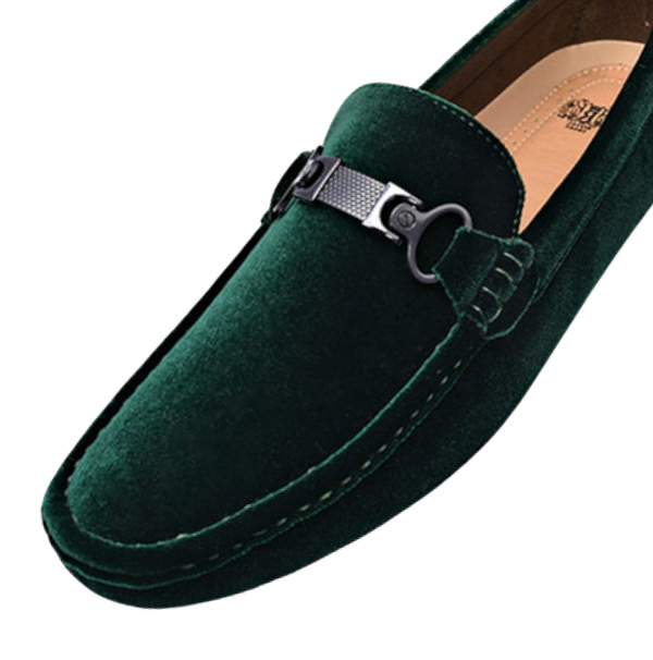 Royal shoes hunter green suede leather material with buckle