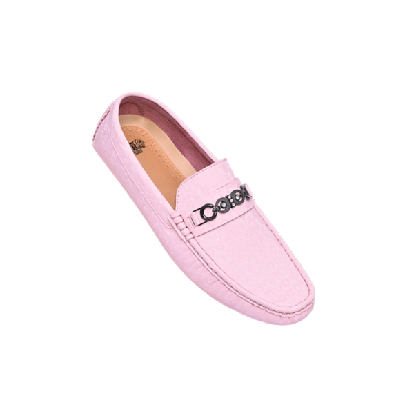 Royal shoes pink men's casual loafer slip-on printed leather driver