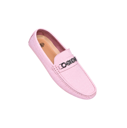 Royal shoes pink men's casual loafer slip-on printed leather driver