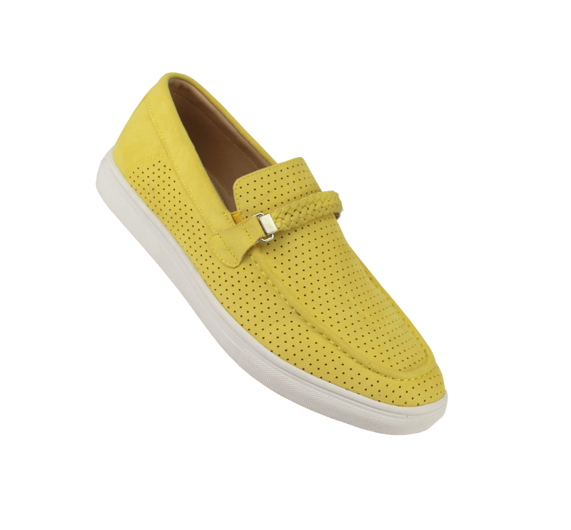 New York City Yellow Men's Casual Slip-On Shoes Suede Leather Loafer - Design Menswear