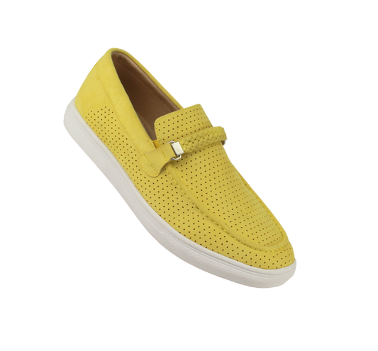 New York City Yellow Men's Casual Slip-On Shoes Suede Leather Loafer - Design Menswear