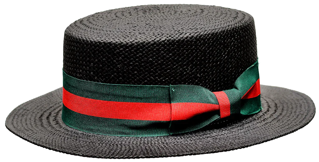 Bruno Capelo Men's black straw dress casual hat Red and Green band - Design Menswear