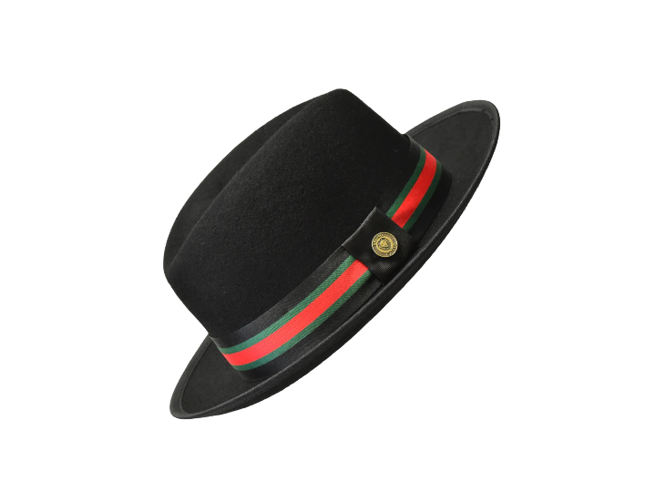 Bruno Capelo black men's wool hats red and green band - Design Menswear