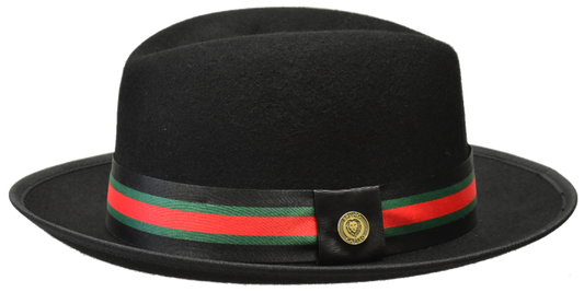 Bruno Capelo black men's wool hats red and green band - Design Menswear