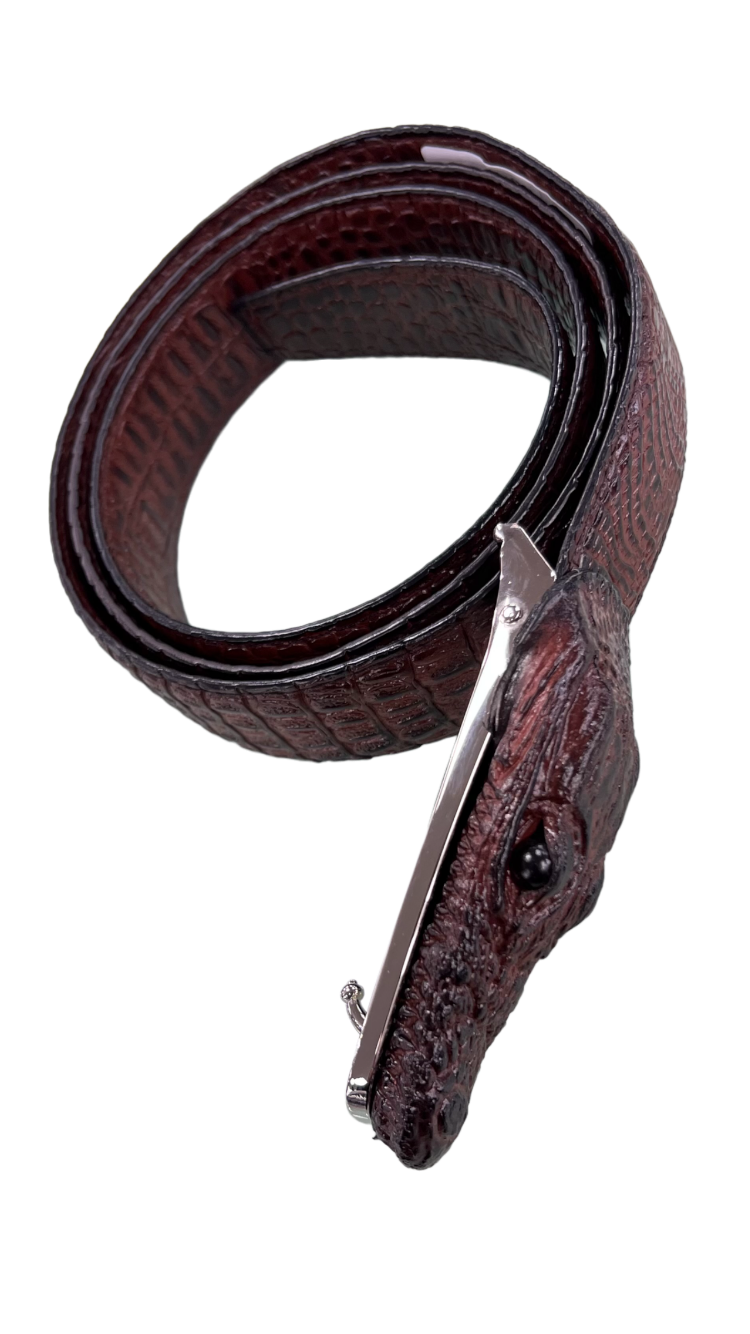 men's brown alligator belt genuine leather alligator head - Design Menswear