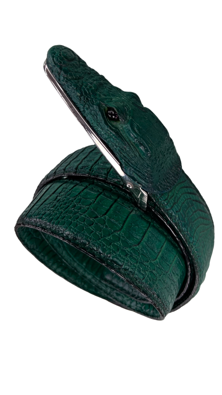 men's green alligator belt genuine leather alligator head - Design Menswear