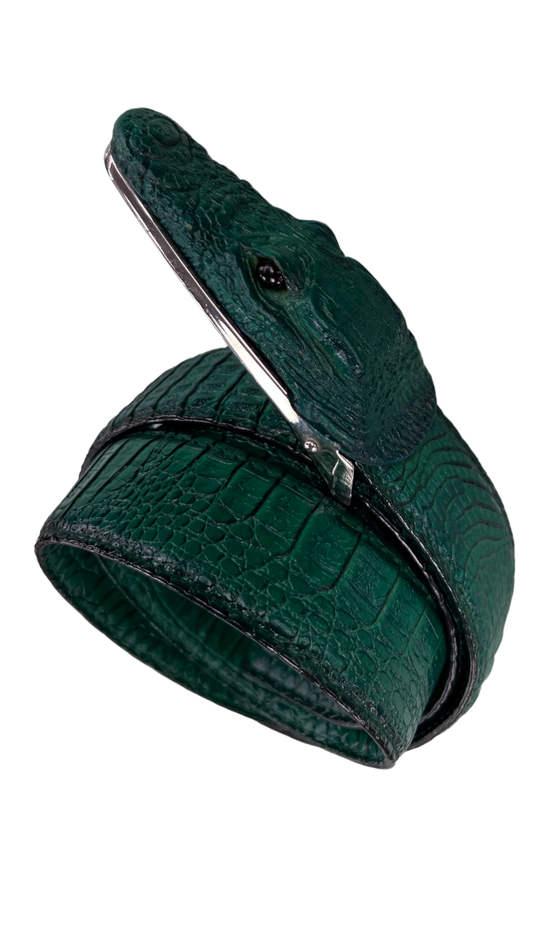 men's green alligator belt genuine leather alligator head - Design Menswear