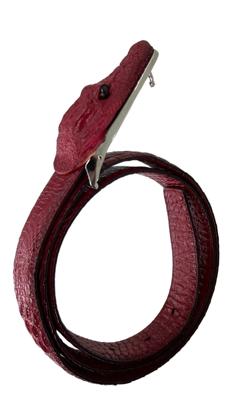 men's red alligator belt genuine leather alligator head - Design Menswear