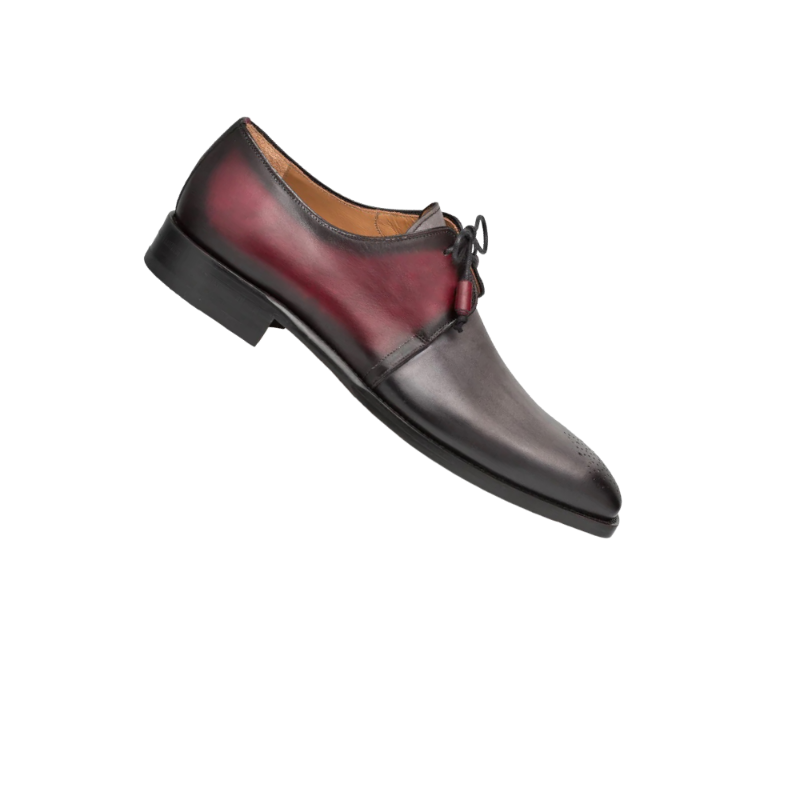 Mezlan Gray and Burgundy Lace Up Dress Men's Shoes - Design Menswear