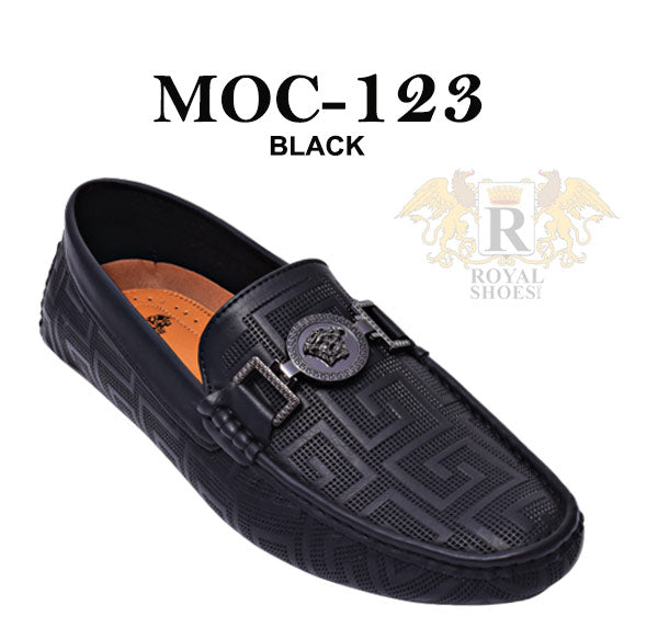 Men's Black Loafer slip on With Buckle Printed Leather - Design Menswear